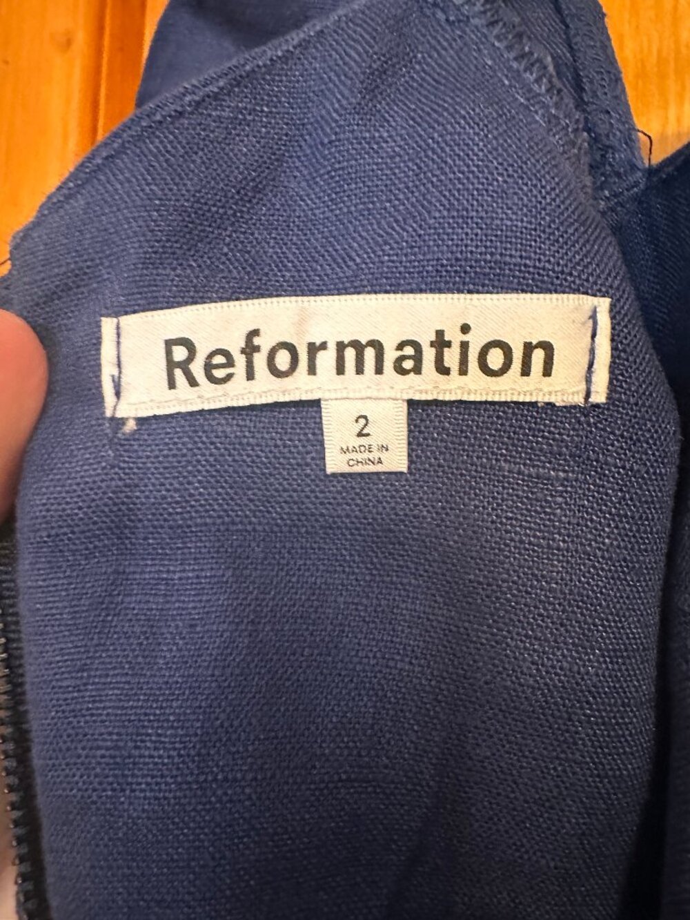 Reformation Navy Belgium Linen Dress - Like New - Picture 5 of 7